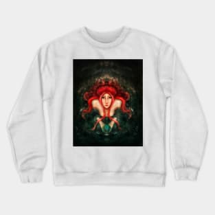 Red Hair Little Mermaid In the Ocean Holding Gold Fish Crewneck Sweatshirt